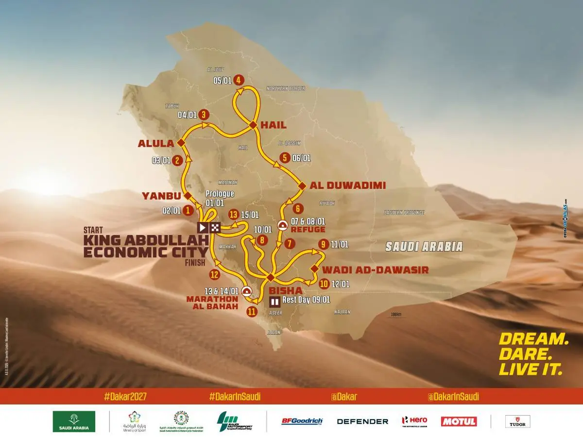Tracé officiel du rallye Dakar 2027